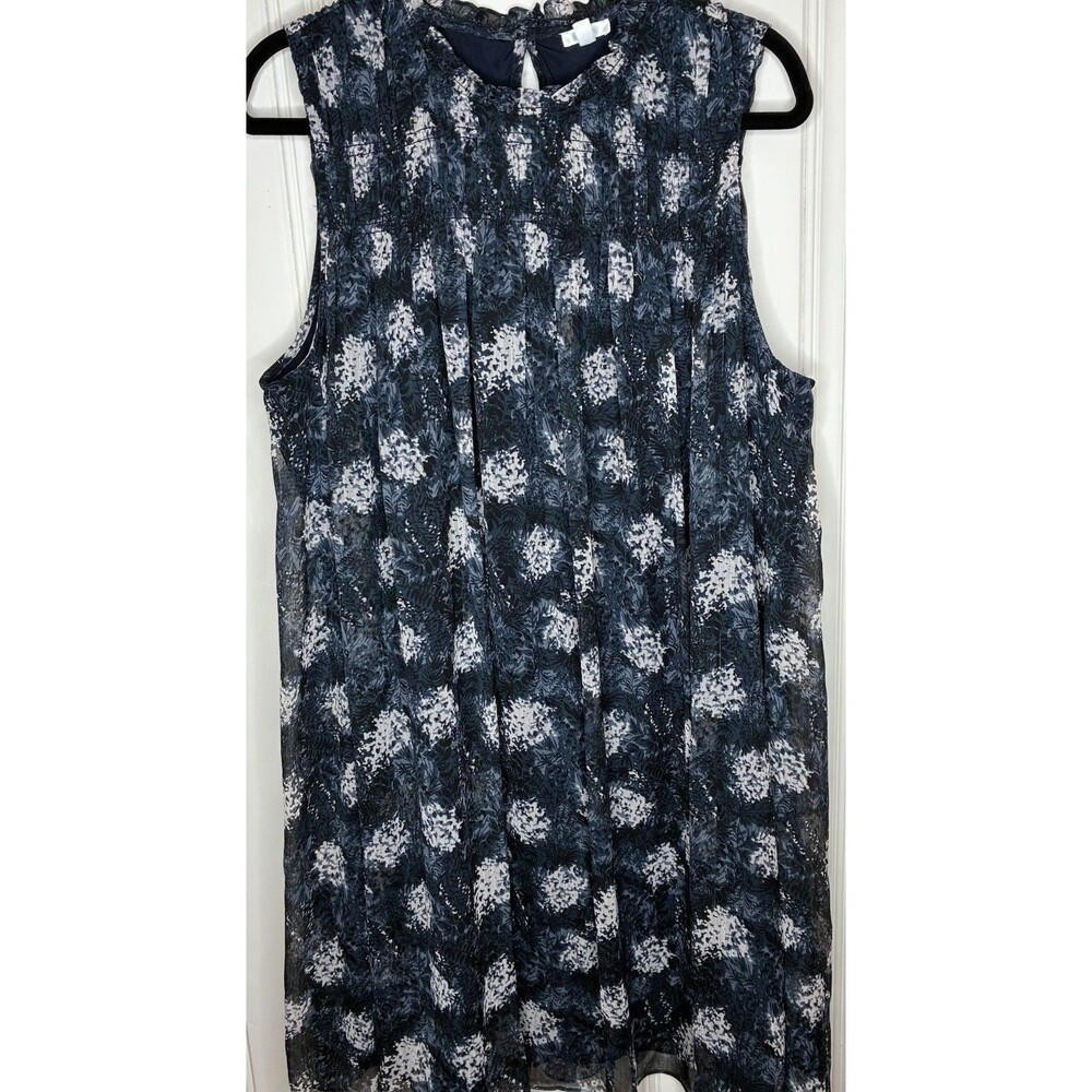 Joie XL Sleeveless Sheer Overlay Dress Blue Romantic Boho Flowy Night Out Comfy